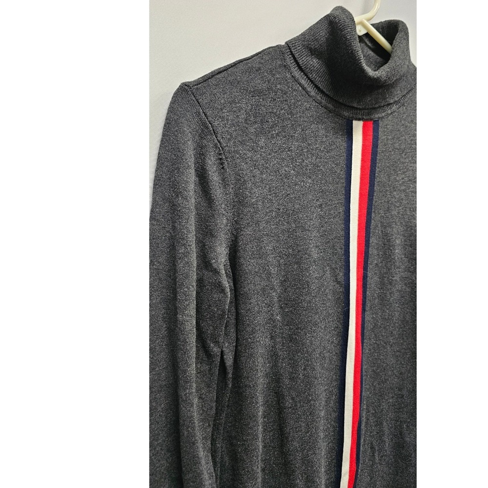 Tommy Hilfiger Gray Turtleneck Sweater Dress Racing Stripe Long Sleeve Knit - Picture 7 of 9